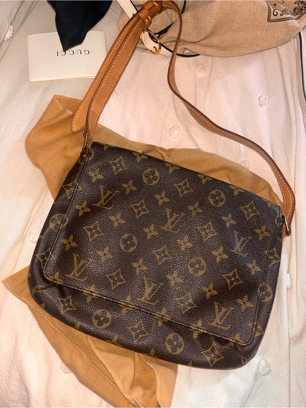 Louis Vuitton Monogram Shoulder Bag in Brown and Tan